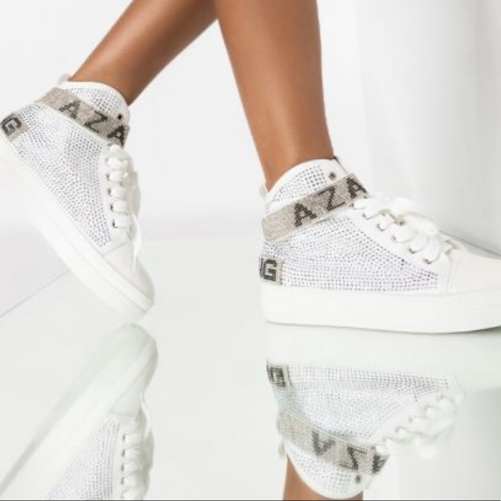 AZakea Wang High top Flat Diamond Sneakers in WHITE